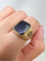 10k Black Onyx Stone Ring, 6.33g, Size 8