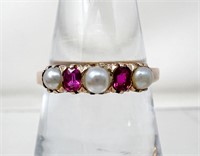 585 Pearl & Pink Stone Ring, 2.13g, Size 7