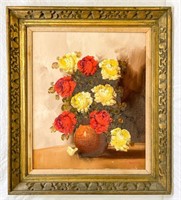 Framed Original Oil Painting by  A. Silver "Vase