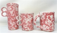 3 Bennington Pottery Pink Agate Mugs