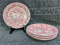 4 Bennington Pottery Pink Agate Plates, 9"