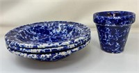 Bennington Pottery Cobalt Blue Agate Soup Bowls &