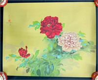 Poster, Signed "David M" Pink & Red Roses,