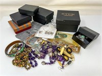 Junk Drawer Lot, Stone Bead Necklaces, Butterly