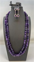 925 India/ China Purple Amethyst Stone Necklaces