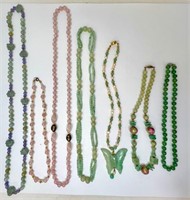 7 Stone Bead Necklaces, Lotus, Butterfly, Tigers