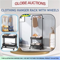 CLOTHING HANGER RACK WITH WHEELS