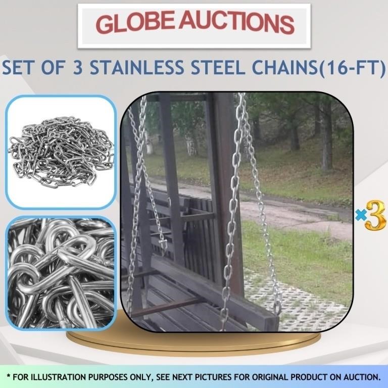 SET OF 3 STAINLESS STEEL CHAINS(16-FT)