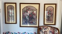 3 piece, flowered, prints signed, Barbara Mock