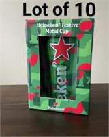 Lot of 10 Heineken Stainless Steel Promo Cup