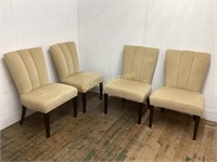 4 UPHOLSTERED STRAIGHT BACK CHAIRS