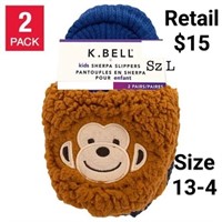 K.Bell Kids Sherpa Slippers 2 Pack Size 13-4 $15