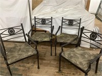 4 METAL LAWN CHAIRS WITH CUSHIONS