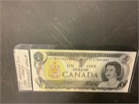 Canadian one dollar bill 1973