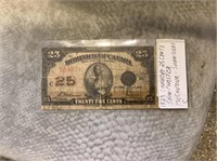 1923 Canadian $.25 shin plaster bill paper bill