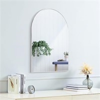 16x24 Arch Mirror Square Wall Mounted Silver