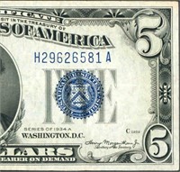 $5 1934 A Silver Certificate ((VF+))