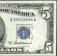 $5 1953 A Silver Certificate ((XF+/AU))