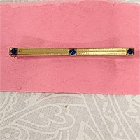 Solid Gold & Blue Sapphire Tie Bar Pin
