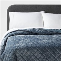 Diamond Stitch Velvet Quilt Slate - Threshold