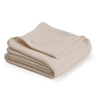 Woven Ecru Cotton Full/Queen Blanket