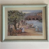 Vintage Print in Wood Frame 11" x 9"