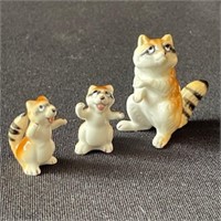 Set of 3 Vintage Porcelain Raccoon Figuries 1"-2"