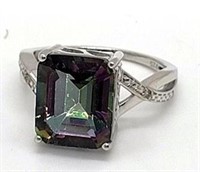 Sterling Silver Large Mystic Gemstone Ring