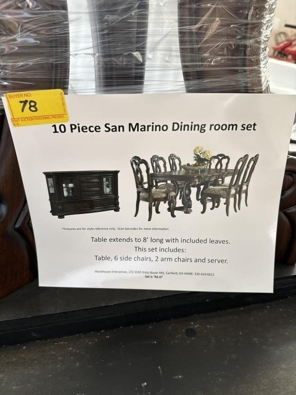 10 PC. SAN MARINO DINING ROOM SET