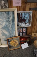 2-mountain scene pictures, deer picture, frame &