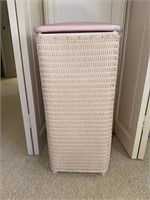 Vintage Pink Wicker Laundry Hamper