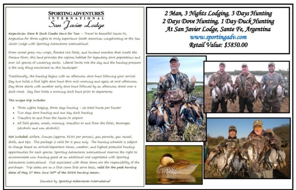 Saturday April 6th 7:30 Ducks Unlimited Benefit Auction