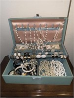 Vintage Jewelry Box Loaded With Costume Jewelry &