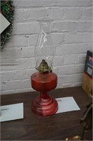 1970's oil lamp-red font with design