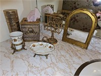 6pc Gold Brass Vanity Bathroom Set- Mirror,Soap