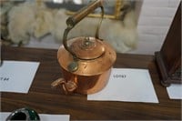 old solid copper kettle with brass handle,