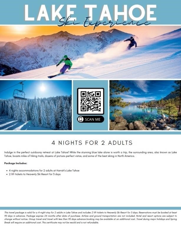 2 Person 4 Night South Lake Tahoe Ski Experience