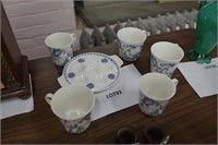 5-Figgio "Lotte" pattern coffee mugs & 1-egg plate