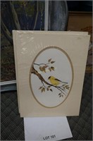 F. Cassel original watercolor Yellow Finch on tree