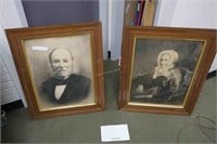 2-antique picture frames with ancestral portraits