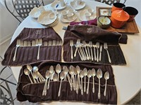 55pc Roger's Silver Plate Utensils Forks,Spoons