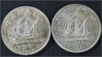 Two 1949 Canadian silver dollars xf-unc