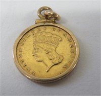 American 1874? $1 gold piece in hanger, worn