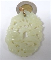 Jade pendant with gold hanger 2 1/2 in long