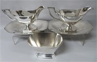 "Nomad", silver plate ship's gravy bowls & under-