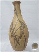 Lorenzen pottery vase with abstract design, 7 3/4"