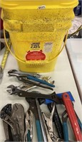 Tub of Pliers Adjustable Wrenches MIsc.