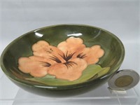 Moorcroft hibiscus pattern dish with Royal Warrant