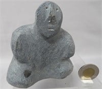 Carved soapstone figure, 4 1/2" h., 4" w., sgd.
