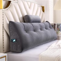 Wedge Headboard Pillow + Head Roll Pillow GREY QN